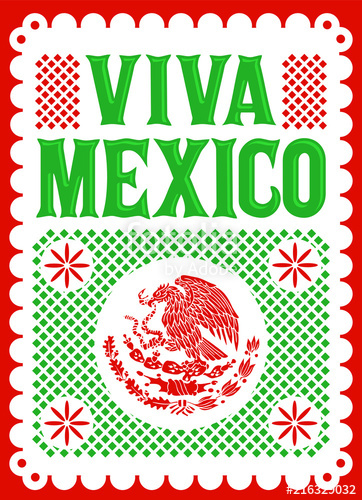 362x500 Viva Mexico Mexican Holiday Vector Poster, Street Decoration