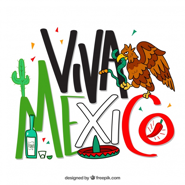 626x626 Viva Mexico Lettering Background With Eagle Vector Free Download