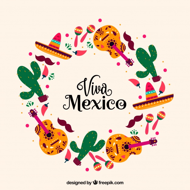 626x626 Circular Viva Mexico Lettering Background Vector Free Download