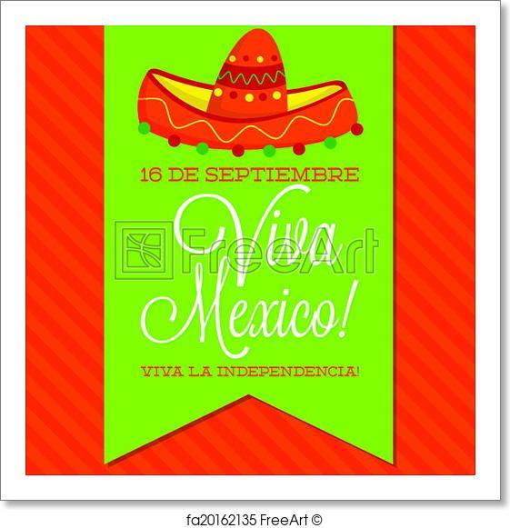 561x581 Free Art Print Of Retro Style Viva Mexico (Mexican Independence