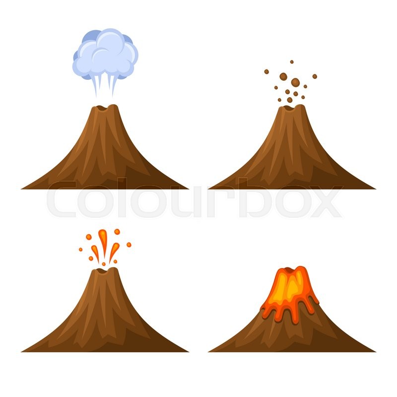 800x800 Volcano Icon Set Isolated On White Background. Vector Illustration