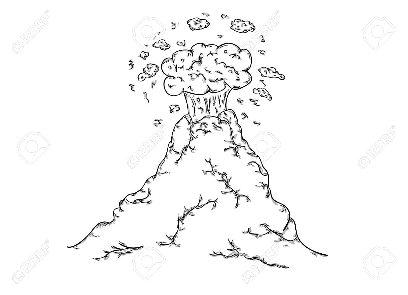1300x942 Drawn Volcano Vector