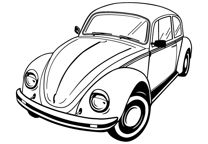 680x472 Volkswagen Beetle Vector By Wall Decal Shop