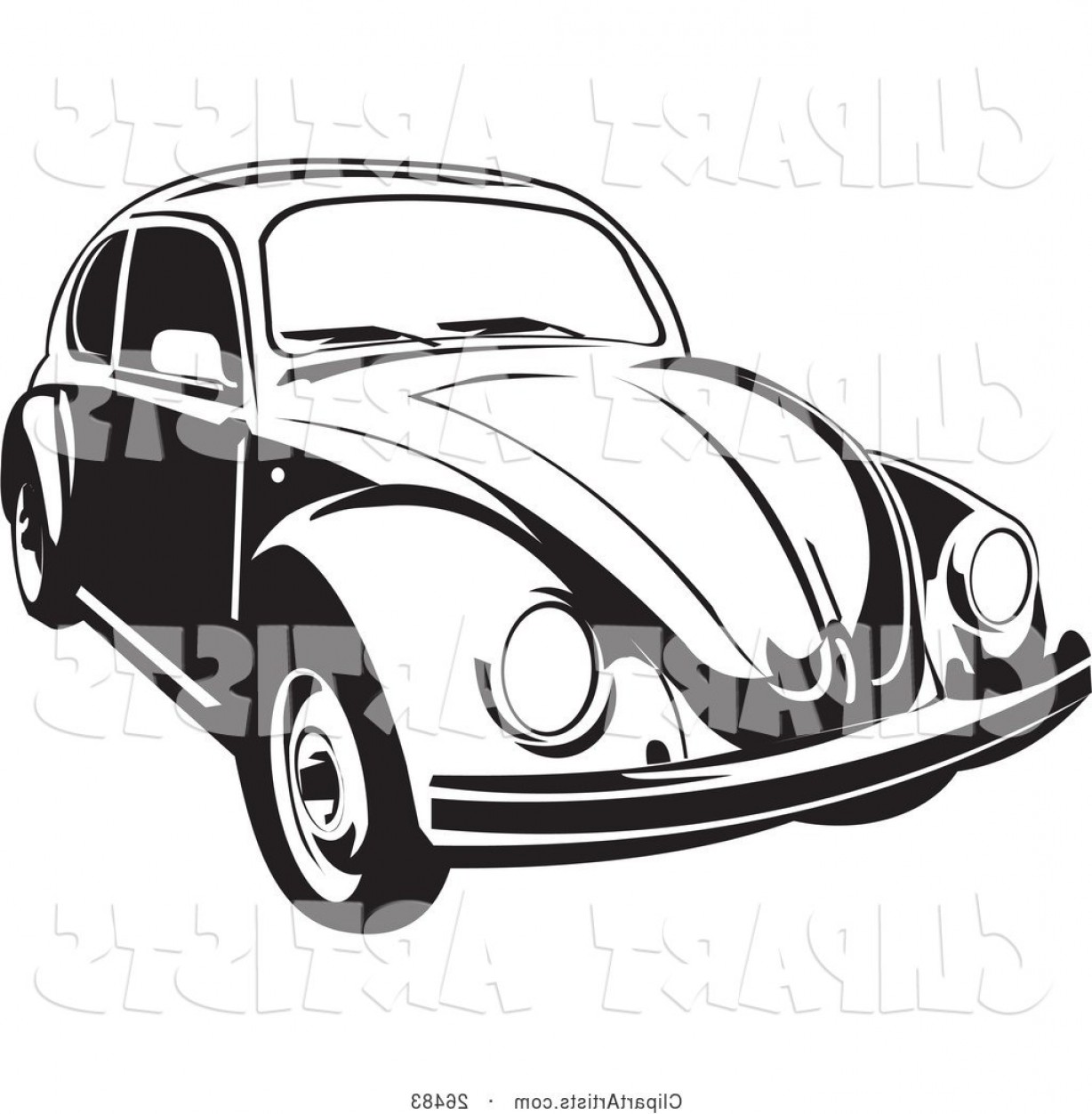 1228x1252 Vector Clipart Volkswagen Beetle Car In Black And White By David