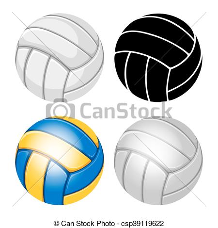 450x470 Volleyball Balls Set. Sports Equipment. Realistic And Stylized