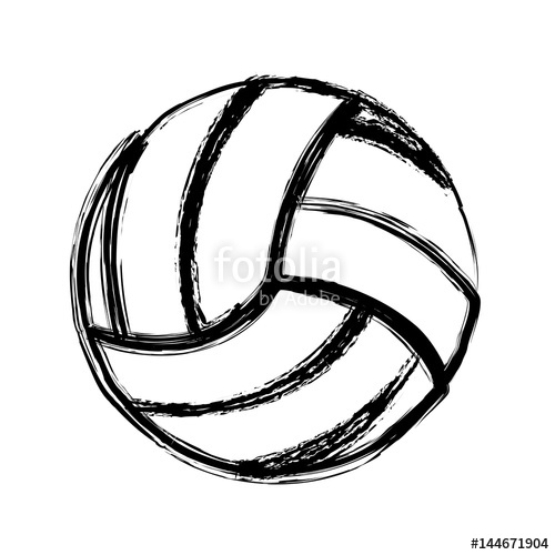 500x500 Monochrome Sketch Of Volleyball Ball Vector Illustration Stock