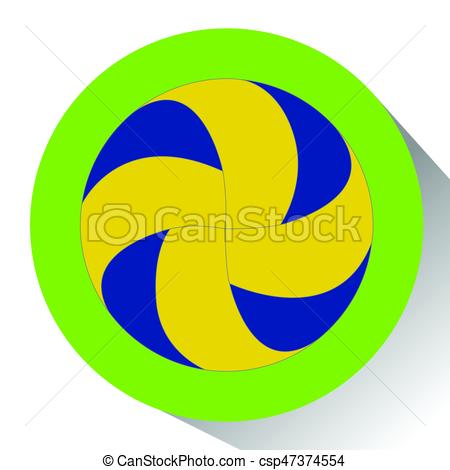 450x470 Isolated Volleyball Ball On A Colored Button, Vector Illustration.