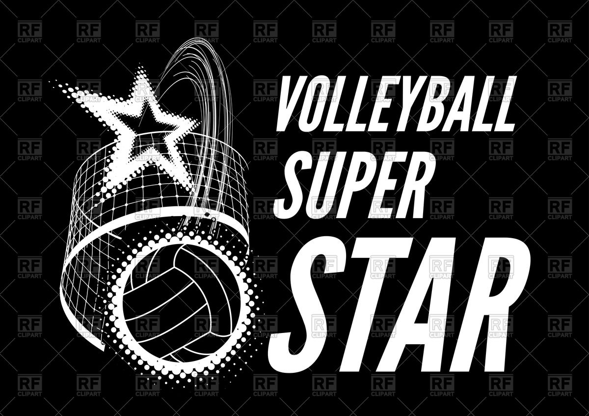1200x847 Volleyball Super Star Logo On Black Background Vector Image