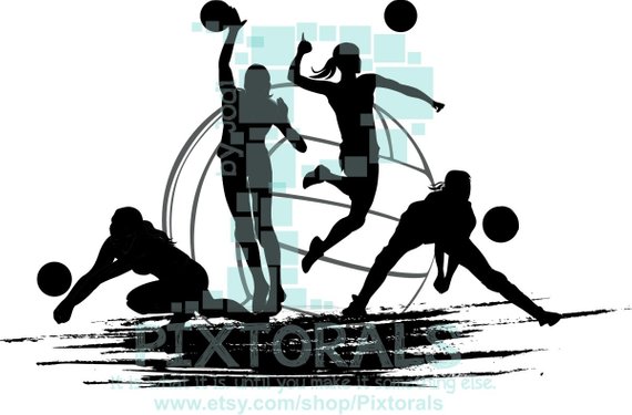 570x375 Volleyball Players Vector Volleyball As Png Jpg High Res Etsy