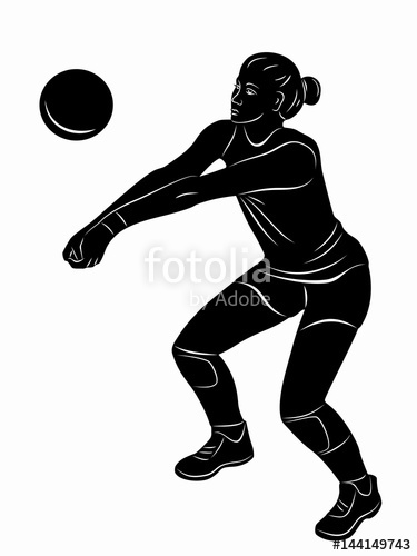 375x500 Illustration Of A Volleyball Player Woman, Vector Draw Stock