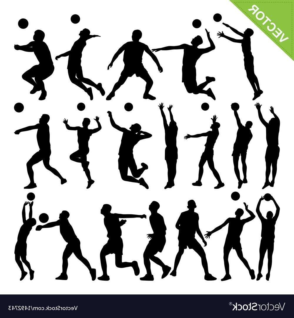1000x1080 Best Hd Men Volleyball Player Silhouettes Vector Image