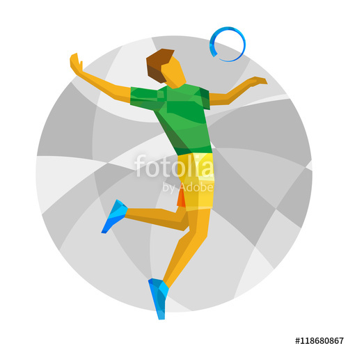 500x500 Volleyball Player With Abstract Patterns. Flat Athlete Icon. Sport