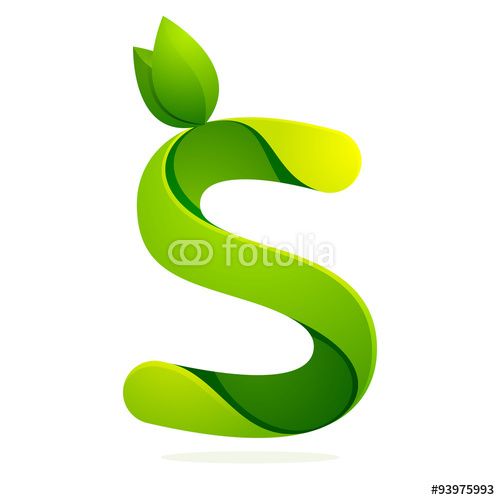 500x500 Vector S Letter With Green Leaves Eco Logo, Volume Icon Logo