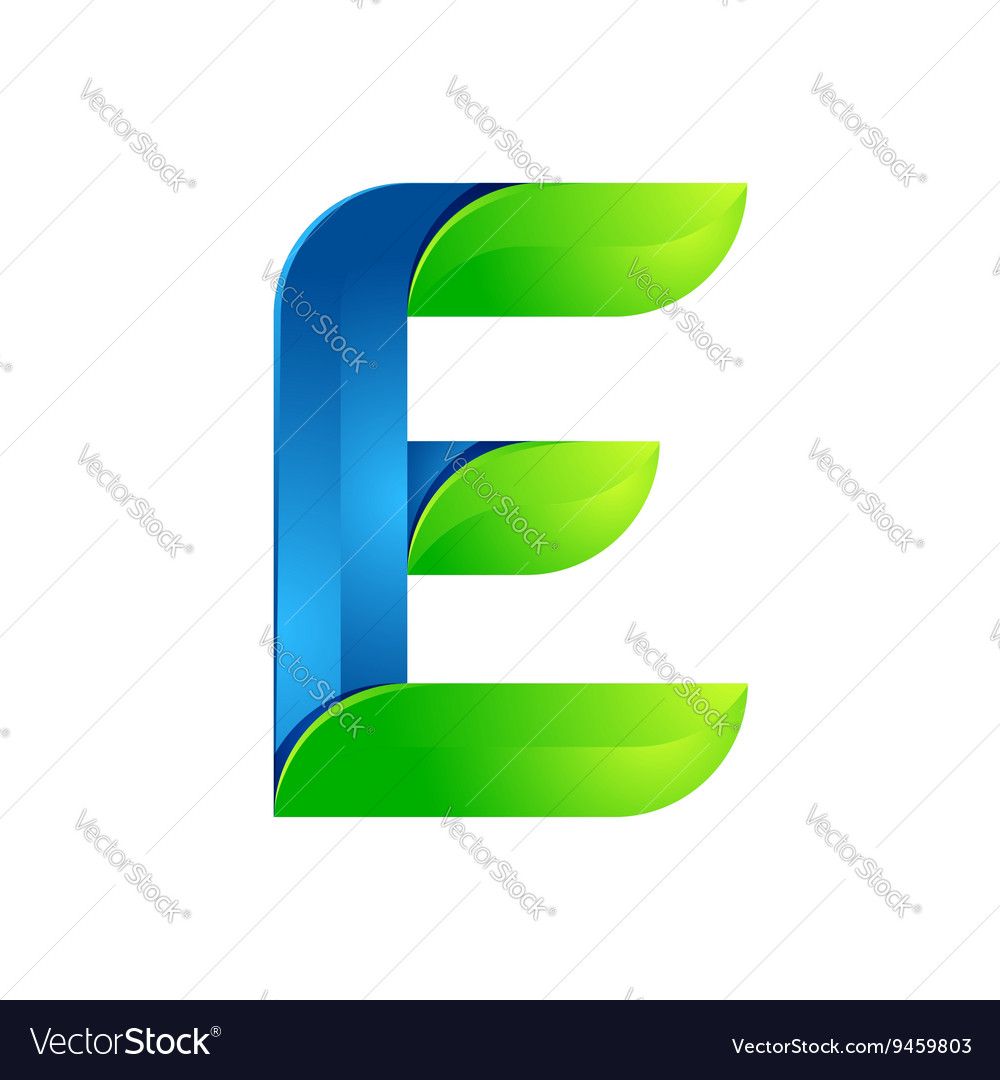 1000x1080 E Letter Leaves Eco Logo, Volume Icon. Vector Design Green And