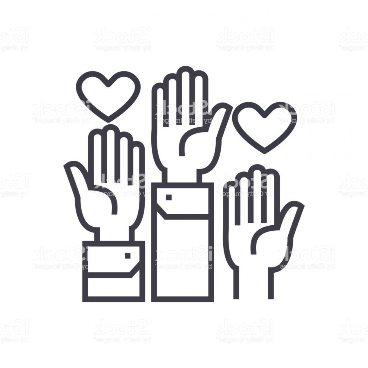 1228x1228 Volunteer Hands Linear Icon Sign Symbol Vector On Isolated
