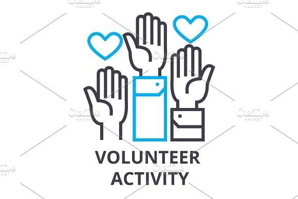 580x387 Volunteer Activity Thin Line Icon, Sign, Symbol, Illustation