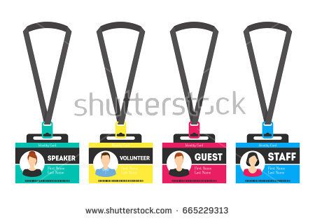 450x313 Id Card Template Color Plastic Badge Flat Style Design Element For