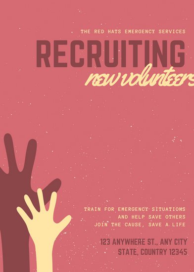 392x550 Red Hand Vector Volunteer Flyer