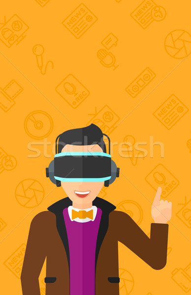 388x600 Man Wearing Virtual Reality Headset. Vector Illustration Andrei