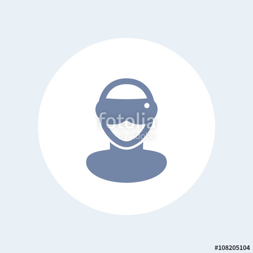 500x500 Vr Glasses Icon, Virtual Reality Headset Vector Pictogram, Man In