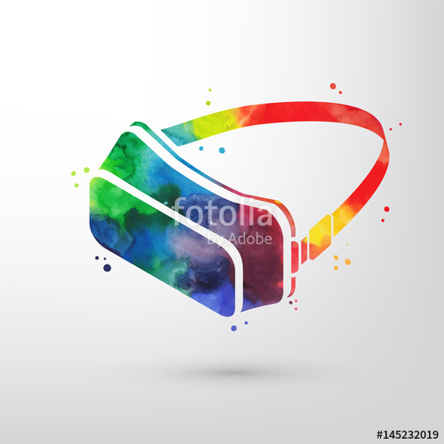 500x500 Watercolor Virtual Reality Glasses, Vr Headset Vector Icon