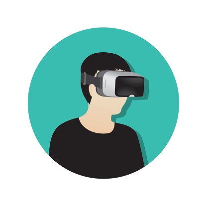 416x416 Man Wearing Virtual Reality (Or Vr) Glasses Vector Icon Premium