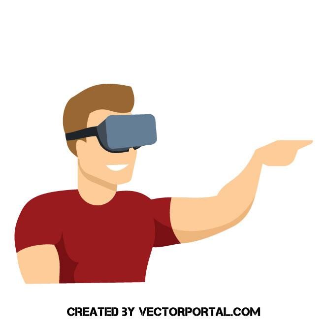 660x660 Man Wearing Vr Device Vector Image Technology Vector