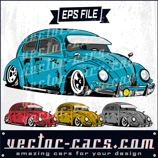 602x602 Ratty Slammed Vw Bug Clipart Vector Files Exclusive Car Clipart