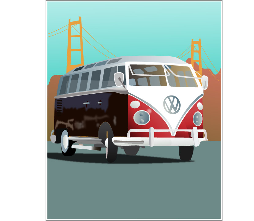 830x722 Vw Bus Vector Illustration Dror Designs
