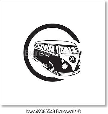 362x382 Art Print Of Vector, Illustration, Silhouette, Vintage, Volkswagen