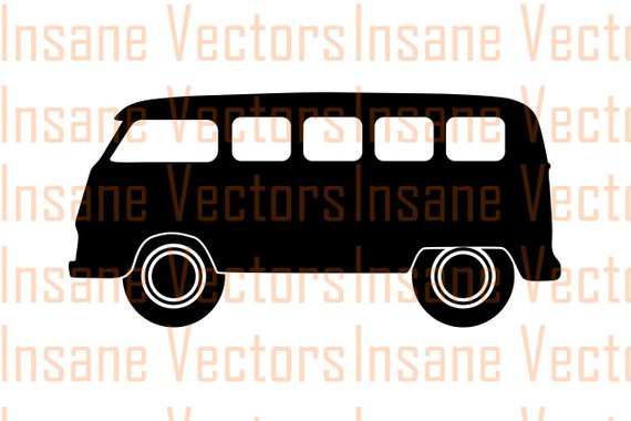 570x380 Vw Bus Vector Silhouette Clip Art Image Vw Bus Vector Vw Etsy