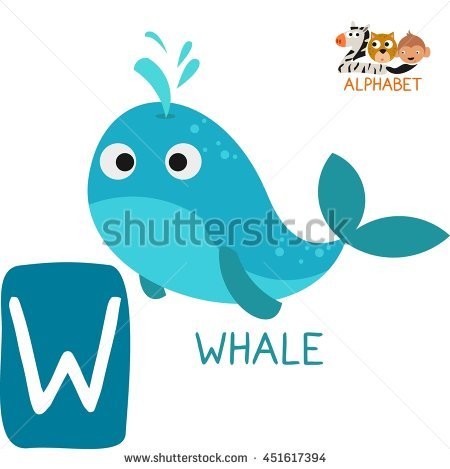 450x469 Cute Animal Zoo Alphabet Letter W Stock Vector 451617394
