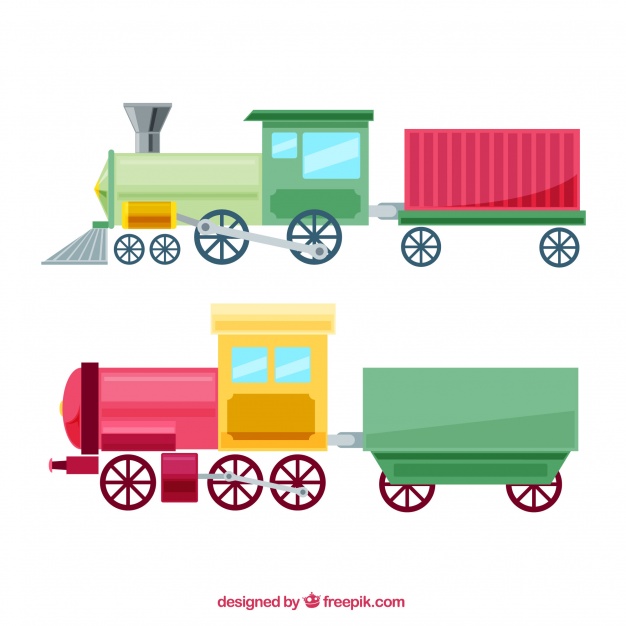 626x626 Flat Toy Locomotives With Wagon Vector Free Download