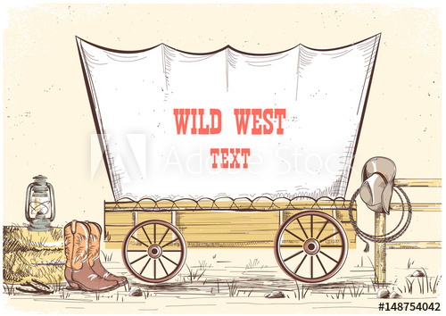 500x354 Wild West Wagon.vector Cowboy Illustration Background For Text