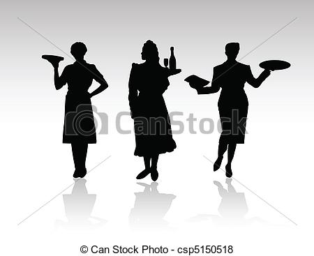450x367 Woman Waiter Vector Silhouettes.