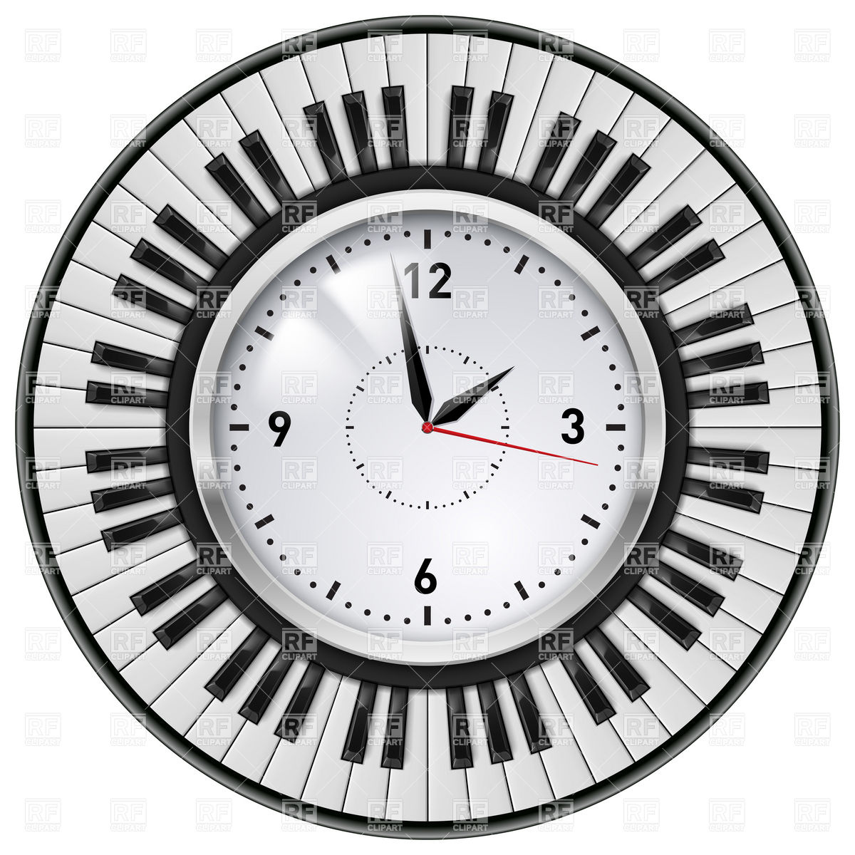1200x1200 Piano Keys Around The Office Wall Clock Vector Image Vector
