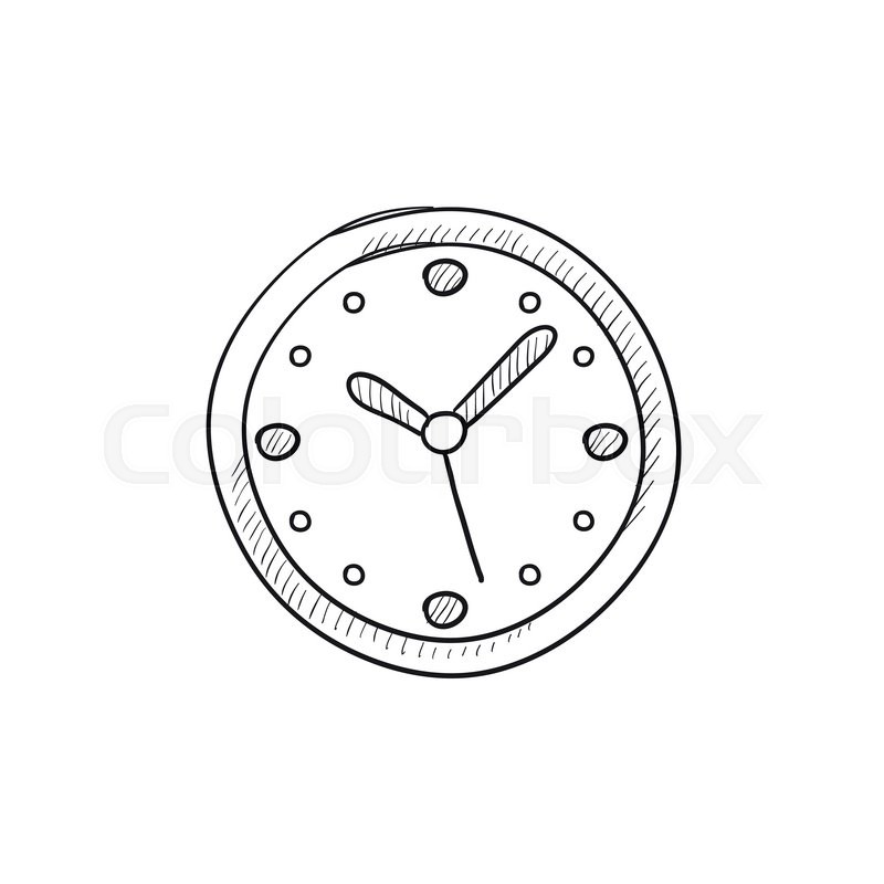 800x800 Wall Clock Vector Sketch Icon Isolated On Background. Hand Drawn