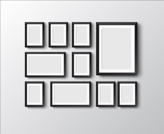 550x448 Black Photo Frame On Wall Vector Graphic 03 Free Download