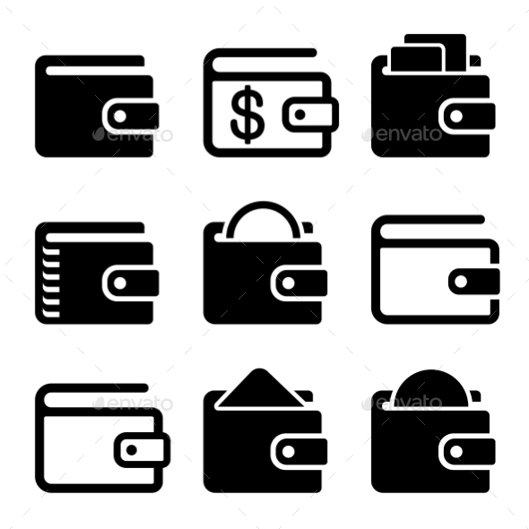 590x590 Wallet Icons Set On White Background. Vector By In Finity