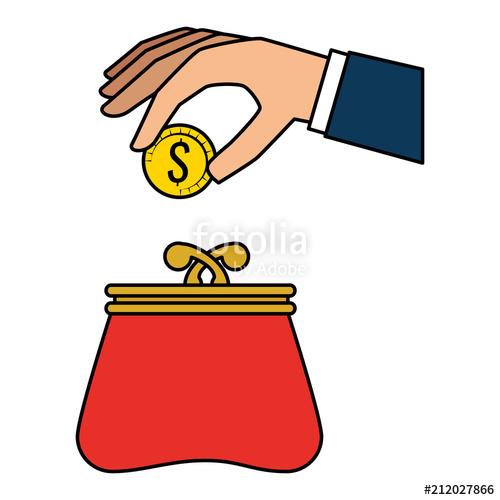 500x500 Hand With Coins And Wallet Vector Illustration Design Stock Image