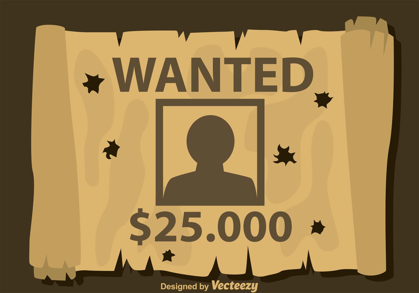 1400x980 Wanted Old Poster Vector Free