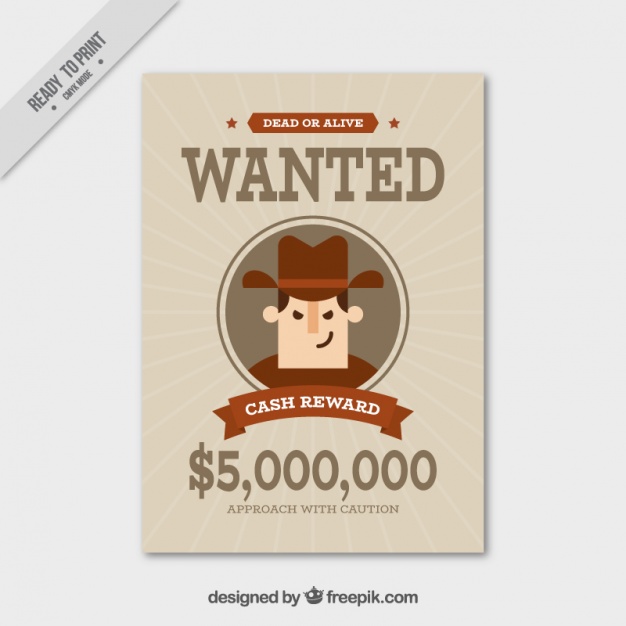 626x626 Wanted Poster With Brown Details In Flat Design Vector Free Download