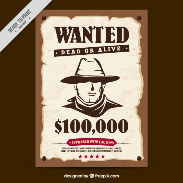 626x626 Western Wanted Poster Vector Free Download