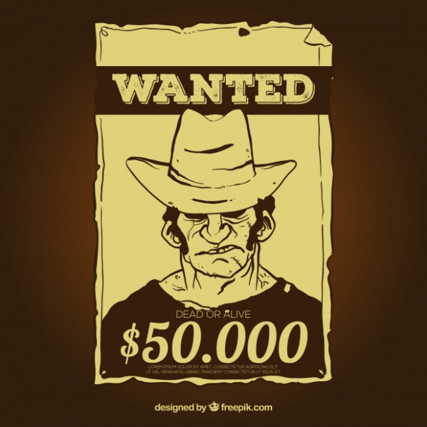 607x607 Free Download Sample Vintage Wanted Poster Template With Reward