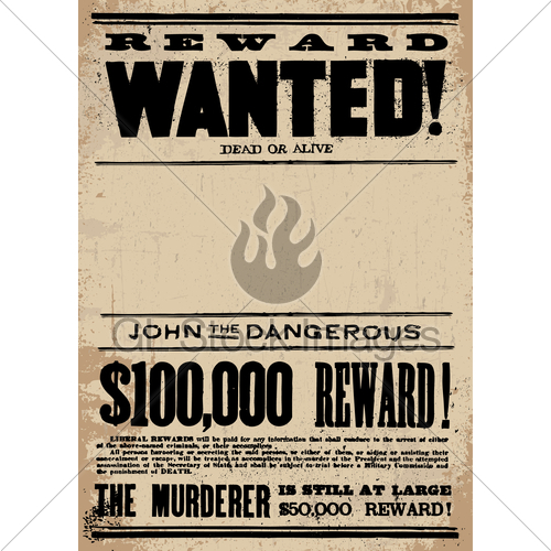 500x500 Vector Western Wanted Reward Poster Template Gl Stock Images