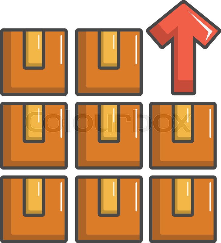 728x800 Boxes In Warehouse Icon. Cartoon Illustration Of Boxes In