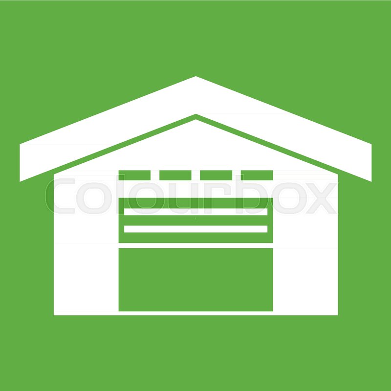 800x800 Warehouse Icon White Isolated On Green Background. Vector