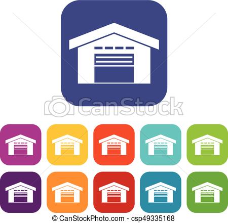 450x441 Warehouse Icons Set Vector Illustration In Flat Style In... Clip