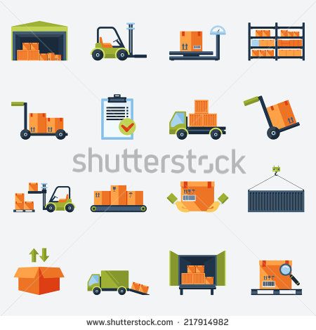450x470 Warehouse Transportation And Delivery Icons Flat Set Isolated