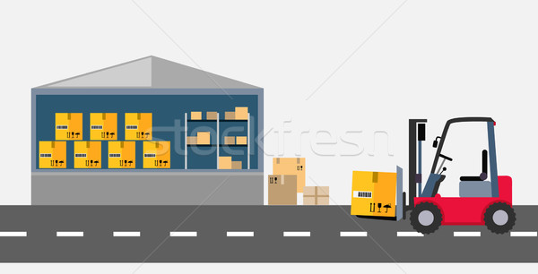 600x306 Warehouse And Stackers Flat Design Vector Illustration Robuart